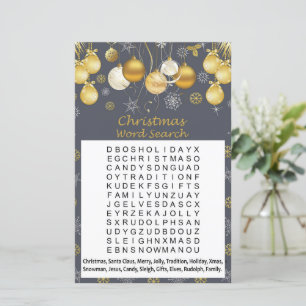 Gold christmas toys christmas word search game