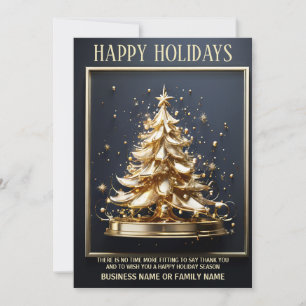 Gold christmas tree 3D business greetings year end Holiday Card