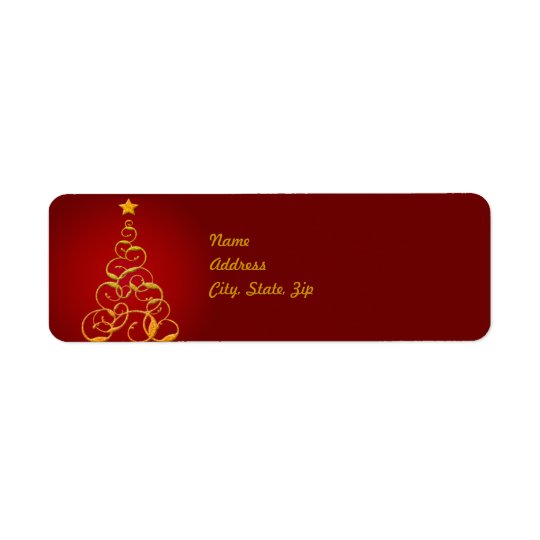 Gold Christmas Tree Address Label Template
