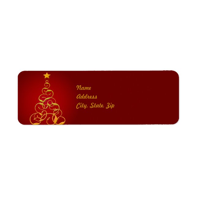 Gold Christmas Tree Address Label Template Return Address Label (Front)