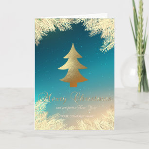 Gold Christmas Tree,Branches Corporate Holiday Card