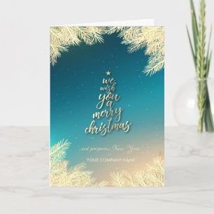 Gold Christmas Tree,Branches We Wish You Corporate Holiday Card