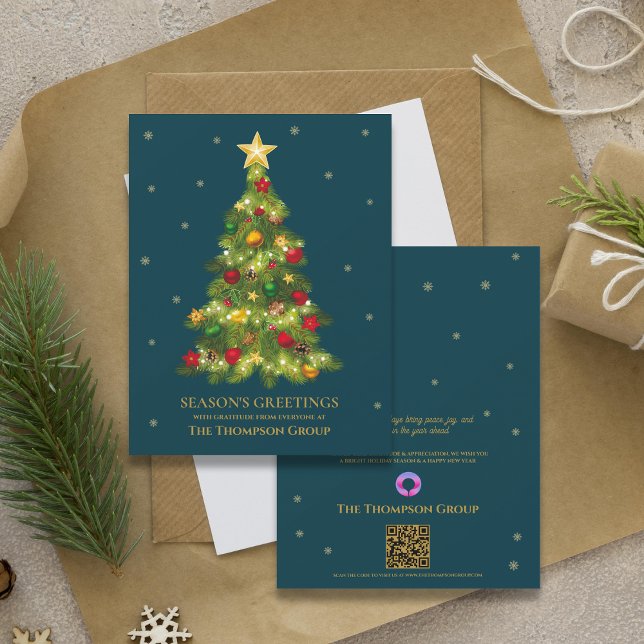 Gold Christmas Tree Business Holiday Greeting Card (Gold Christmas Tree Business Holiday Greeting Card)