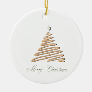 Gold Christmas Tree Ceramic Ornament