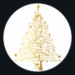 Gold Christmas Tree Classic Round Sticker<br><div class="desc">Good Christmas Tree Design.</div>