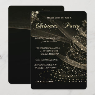 Gold Christmas Tree, Corporate Christmas Party Invitation