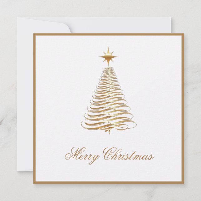 Gold Christmas Tree Corporate Holiday Card (Front)