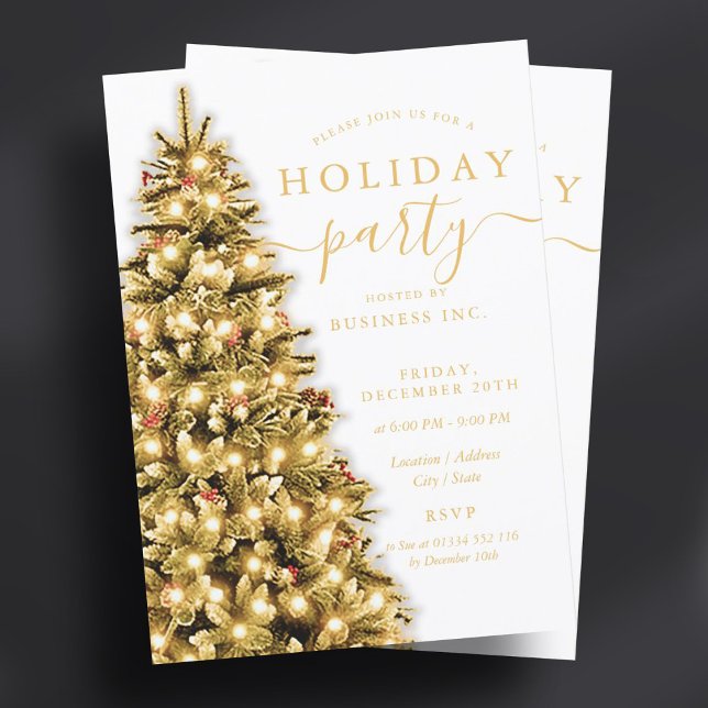 Gold Christmas Tree Corporate Holiday Party  Invitation (Gold Christmas Tree Corporate Holiday Party Invitation)