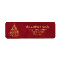 Gold Christmas Tree Crimson Red Return Address