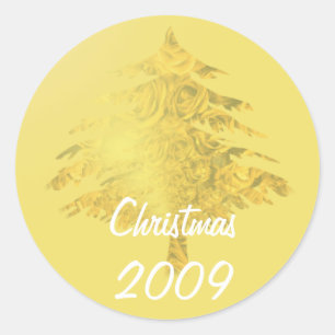 Gold Christmas Tree filled with Roses Sticker