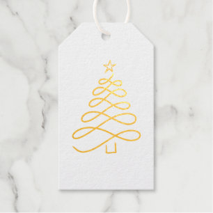 Gold Christmas Tree  Foil Gift Tags