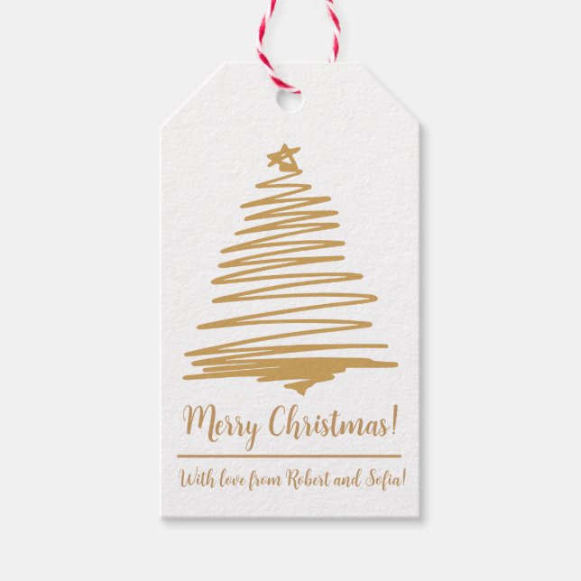 Gold christmas tree gift tags (Front)