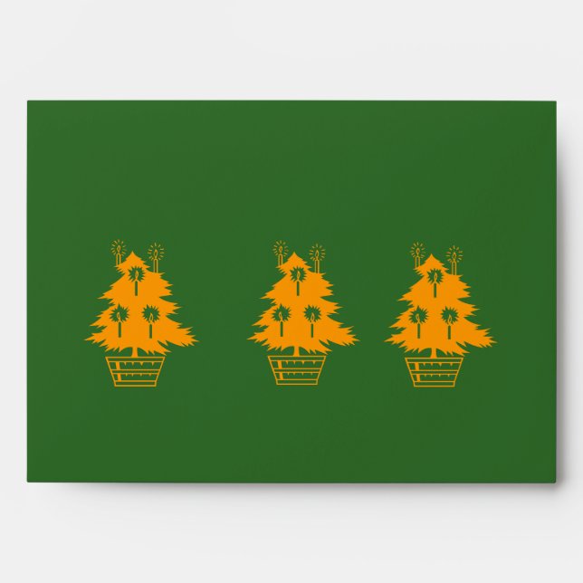 gold christmas tree graphic design green envelope (Front)