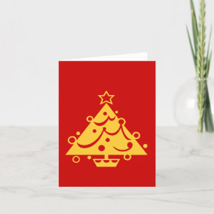 gold christmas tree graphic design red note card