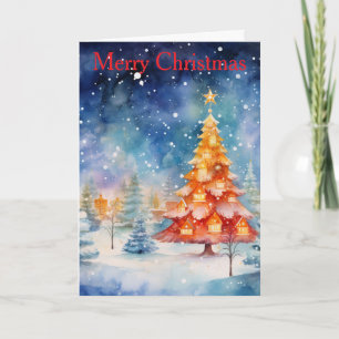Gold Christmas Tree Holiday Card