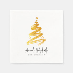 Gold Christmas Tree Holiday Party Napkin
