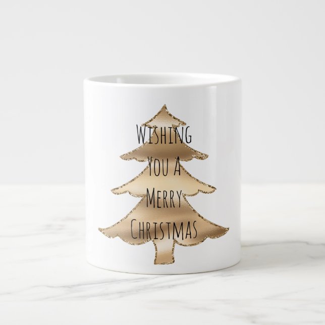Gold Christmas Tree Large Coffee Mug (Front)