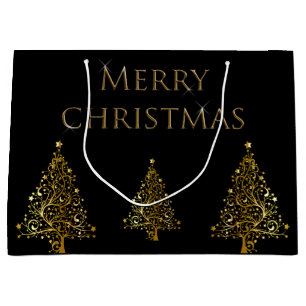 Gold Christmas Tree Large Gift Bag