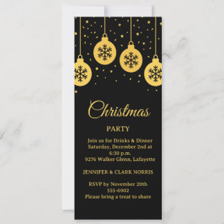 Gold Christmas Tree Ornaments Invitation