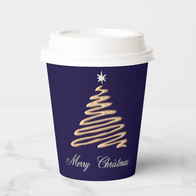 Gold Christmas Tree  Paper Cups (Front)