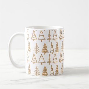 Gold Christmas Tree Pattern Modern Girly Holiday Coffee Mug