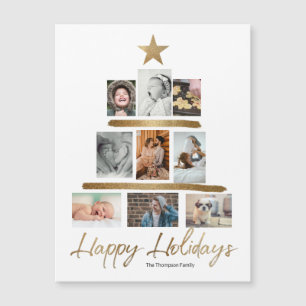 Gold Christmas Tree Photo Collage Happy Holidays 