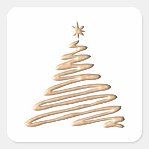 Gold Christmas Tree Square Sticker