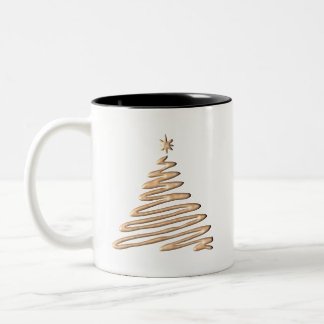 Gold Christmas Tree Two-Tone Coffee Mug (Left)