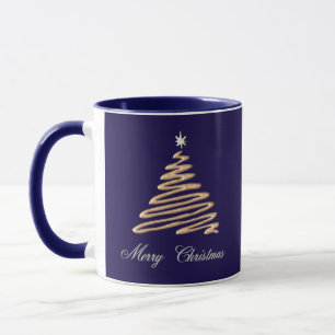 Gold Christmas tree with Merry Christmas Mug