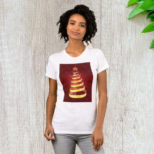 Gold Christmas Tree Womens T-Shirt