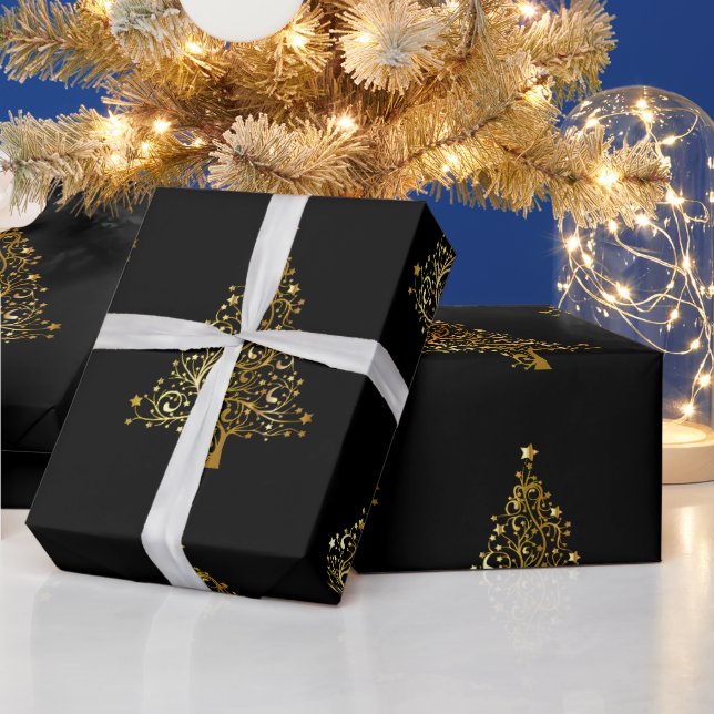 Gold Christmas Tree Wrapping Paper (Holidays)
