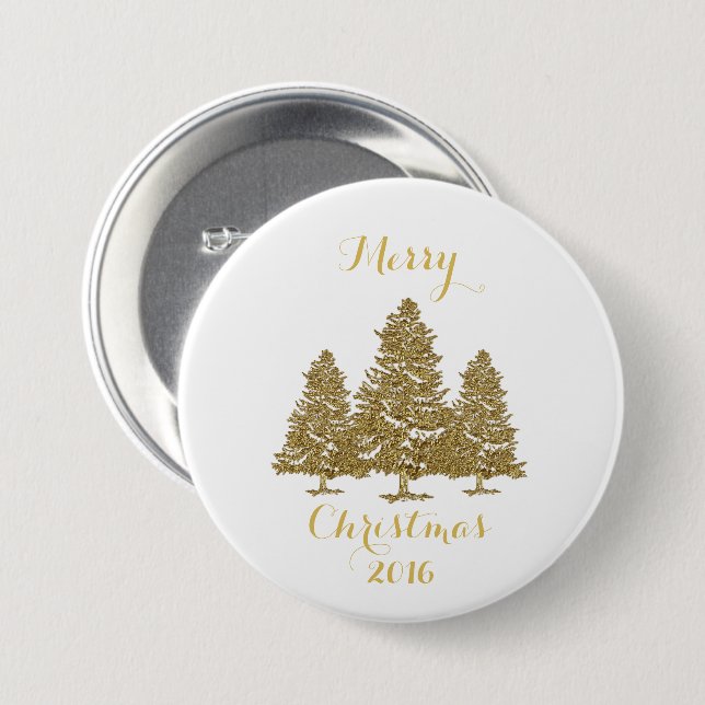 Gold Christmas Trees Button (Front & Back)