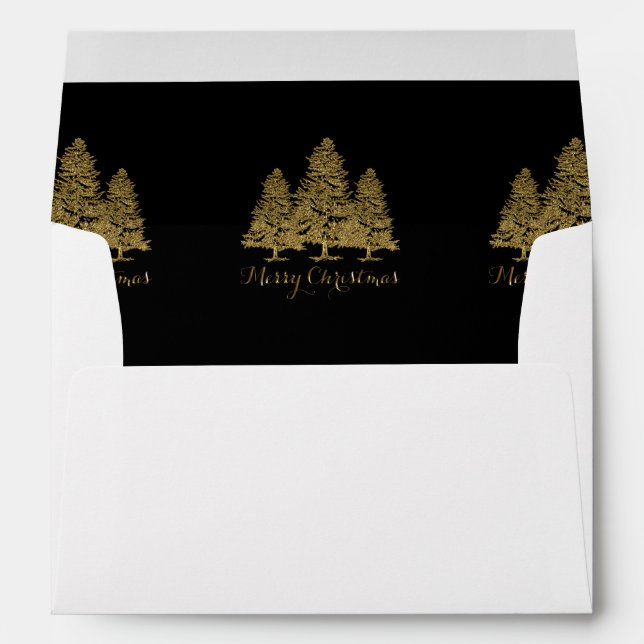Gold Christmas Trees Envelope (Back (Bottom))