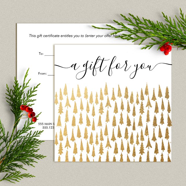 Gold Christmas Trees Holiday Gift Certificate (Creator Uploaded)