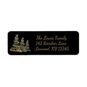 Gold Christmas Trees Return Address Label