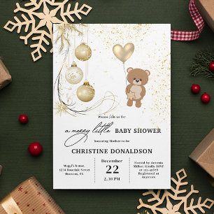 Gold Christmas Winter Baby Shower  Invitation