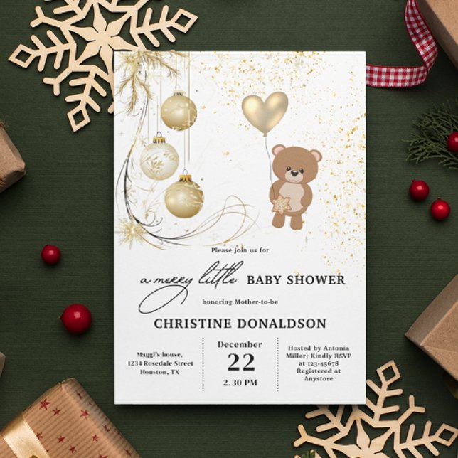 Gold Christmas Winter Baby Shower  Invitation (Creator Uploaded)