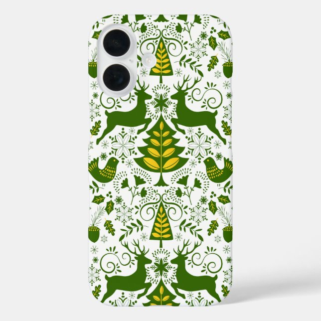 Gold Christmas Woodland Deer Birds in Bloom Case-Mate iPhone Case (Back)