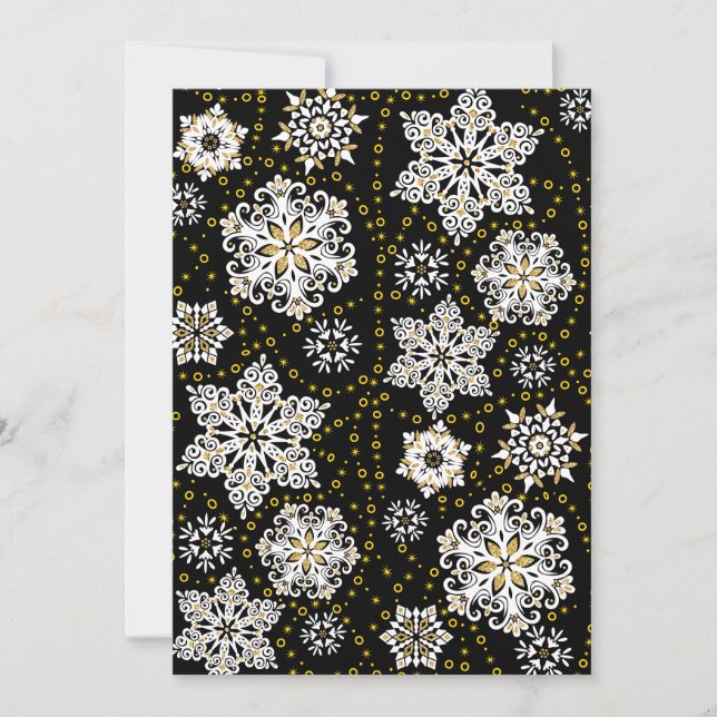 Gold Christmas Woodland Deer Birds in Bloom Holiday Card (Front)