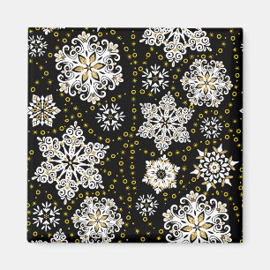 Gold Christmas Woodland Deer Birds in Bloom Magnet