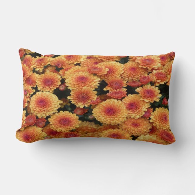 Gold Chrysanthemums Lumbar Cushion (Front)
