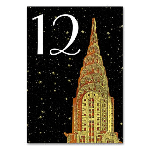 Gold Chrysler Building Skyline #2 DIY Starry BG Table Number