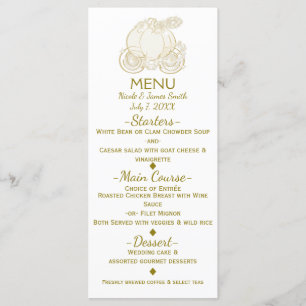 Gold Cinderella Carriage Princess Fairy Tale Menu