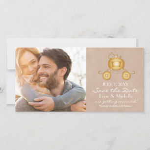 Gold Cinderella Carriage Save the Date Photo Card