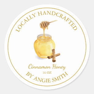 Gold Cinnamon Infused Honey Label   White