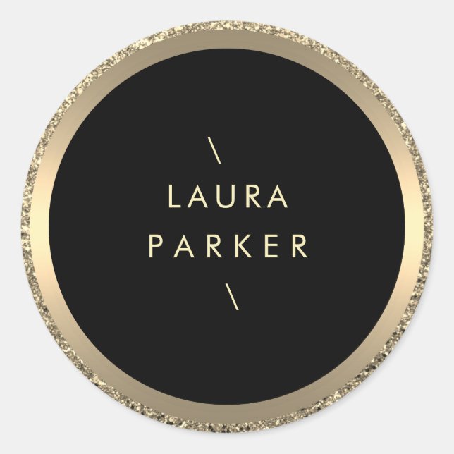 Gold Circle Glitter Rings Border Minimalistic  Classic Round Sticker (Front)