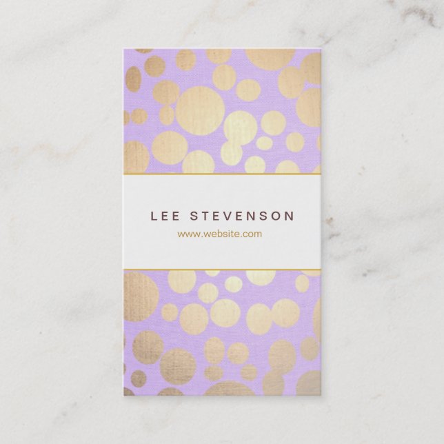 Gold Circle Pattern Lavender Beauty Salon Business Card (Front)
