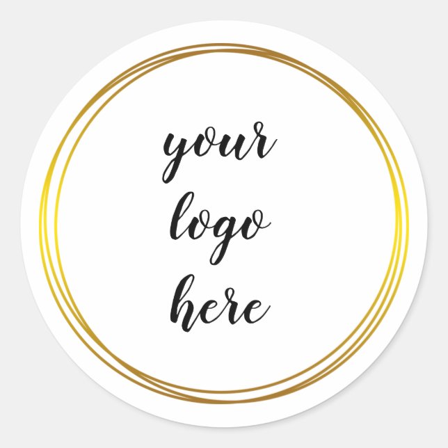 Gold Circle Rings Border Glitter Custom Logo Class Classic Round Sticker (Front)