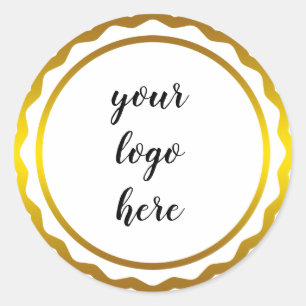 Gold Circle Rings Border Glitter Custom Logo Class Classic Round Sticker