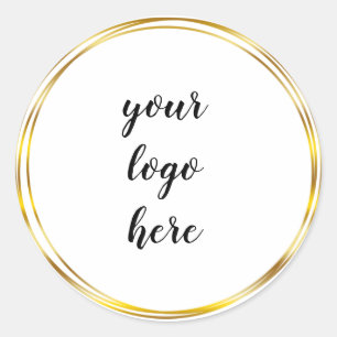 Gold Circle Rings Border Glitter Custom Logo Class Classic Round Sticker